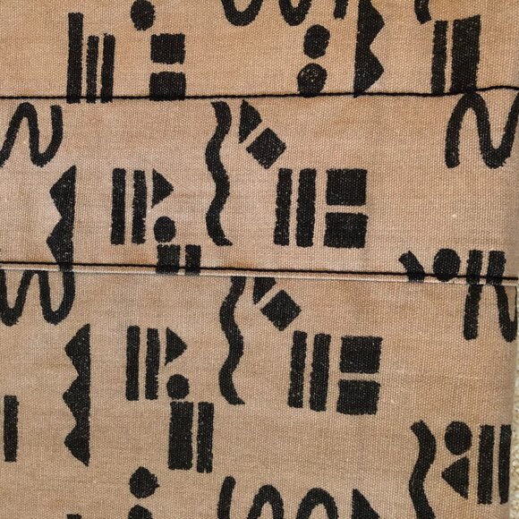 Vintage Custom Made Window Treatment Valance Abstract Print Tan + Black Sz OS - Picture 3 of 3